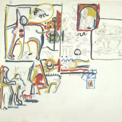 Inspired by Jackson Pollock’s Animals and Figures (1942) – Early Expressionist Oil, Ink, and Paper (57.1 x 76 cm)