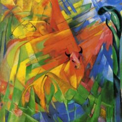 Hand-Painted Franz Marc ‘Animals in a Landscape’ Oil Painting - Cubist Animal Art on Canvas from Dafen Village Studio