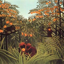 Henri Rousseau Apes in the Orange Grove – 1910 Naïve Art Wildlife Painting | Handmade Canvas Art, Tropical Animal Scene