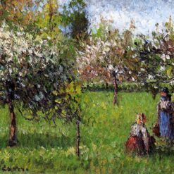 Apple Blossoms, Eragny" – Impressionist Landscape by Camille Pissarro, c. 1900
