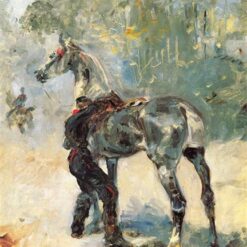 Henri de Toulouse-Lautrec 'Artilleryman Saddling His Horse' – 1879 Impressionist Military Painting