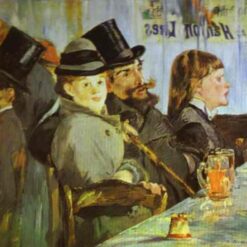 Oil Painting Inspired by Edouard Manet: At the Café (1878) Genre Painting on Canvas