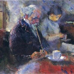 At the Coffee Table by Edvard Munch – 1883 Impressionist Oil Painting
