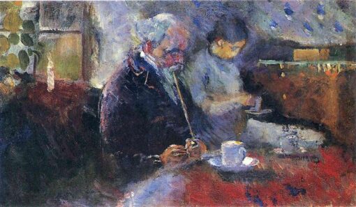 At the Coffee Table by Edvard Munch – 1883 Impressionist Oil Painting