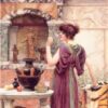 At the Garden Shrine, Pompeii by John William Godward | 1892 Neoclassical Oil Painting