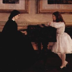 At the Piano by James Whistler – Realist Oil Painting of a Woman at the Piano