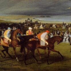 At the Races. The Start by Edgar Degas – Impressionism Genre Oil Reproduction on Canvas (1861 - 1862)