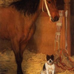 Edgar Degas At the Stables, Horse and Dog – Oil Painting Reproduction in Impressionist Style (c. 1861)