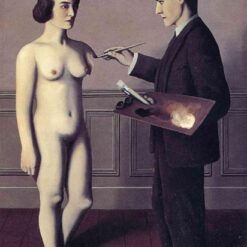 Attempting the Impossible Inspired by René Magritte – 1928 Surrealist Symbolic Oil Painting, Canvas (105.6x81 cm)
