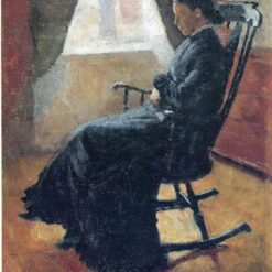 Aunt Karen in the Rocking Chair by Edvard Munch – Early Realist Oil Painting Reproduction