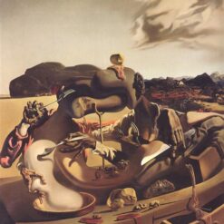 Surrealist Symbolic Oil Painting Inspired by Salvador Dali's "Autumnal Cannibalism" – Expression of Conflict and Survival
