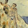 Bather with Arms Spread" by Paul Cézanne – 1876 Impressionist Nude Art, Museum-Grade Fine Art Reproduction