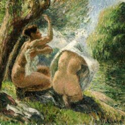 Bathers 3" (1894) by Camille Pissarro – Fine Impressionist Oil Painting