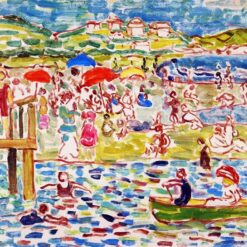 Bathers by Maurice Prendergast – Naïve Art Oil Painting on Canvas, Early 20th Century
