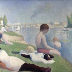 Hand-Painted Georges Seurat ‘Bathers at Asnières’ Oil Painting - Pointillism & Neo-Impressionism Genre Art on Canvas from Dafen Village Studio