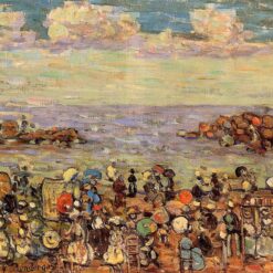 Beach at St. Malo by Maurice Prendergast – Post-Impressionist Oil on Canvas (c. 1907)
