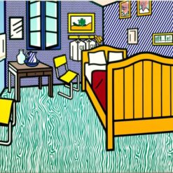 Roy Lichtenstein 'Bedroom at Arles' Pop Art – Customizable Magna & Oil Canvas Painting