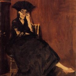Berthe Morisot with a Fan – Inspired by Edouard Manet (1872) Realist Portrait Painting