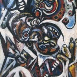 Inspired by Jackson Pollock’s Birth (c.1941) – Abstract Expressionist Oil on Canvas (116.4 x 55.1 cm)