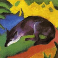 Hand-Painted Franz Marc ‘Blue-Black Fox’ Oil Painting - Expressionist Symbolic Art on Canvas from Dafen Village Studio