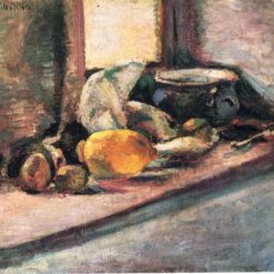 Henri Matisse Inspired Impressionist Still Life – 'Blue Pot and Lemon' (1897) – Hand-Painted Oil on Canvas