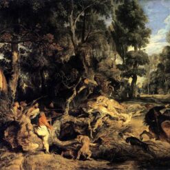Boar Hunt – Baroque Oil Painting by Peter Paul Rubens