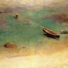 Boat in the Waters off Capri by Sargent – Handcrafted Impressionist Maritime Art Reproduction