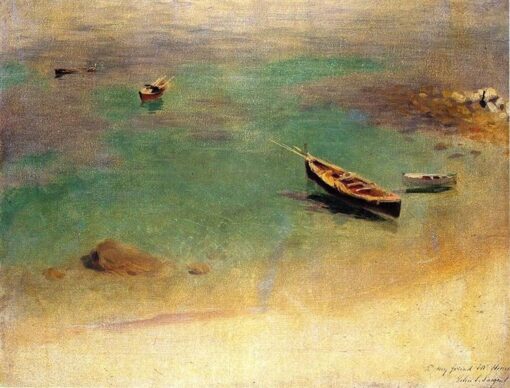 Barco en las aguas de Capri de Sargent - Reproducción artesanal de arte marítimo impresionista
