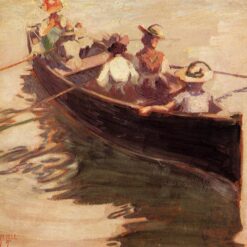 Boating" by Egon Schiele – Impressionist Genre Painting on Cardboard