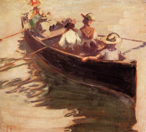 Schifffahrt” von Egon Schiele - Impressionistisches Genrebild auf Karton