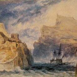 J.M.W. Turner Watercolor – Boscastle, Cornwall, Romantic Landscape