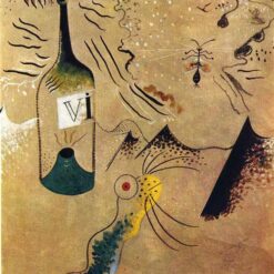 Inspired by Bottle of Vine by Joan Miró – Surrealist Still Life Oil on Canvas (73.3 x 65.5 cm)