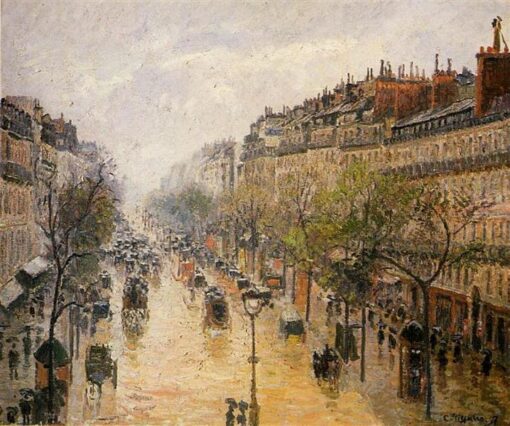 Boulevard Montmartre Pluie de printemps” par Camille Pissarro - Huile sur toile, 1897
