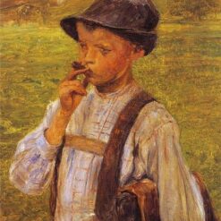 Georgios Jakobides Boy Smoking – Impressionist Portrait Oil Painting Reproduction on Canvas