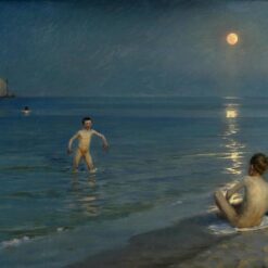 Peder Severin Kroyer – 1899 "Boys Bathing at Skagen, Summer Evening" | Realist Oil Painting Reproduction