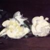 Branch of White Peonies and Secateurs – Inspired by Edouard Manet (1864) Realist Still Life Oil Painting