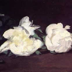 Branch of White Peonies and Secateurs – Inspired by Edouard Manet (1864) Realist Still Life Oil Painting