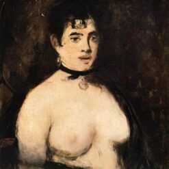 Brunette with Bare Breasts – Inspired by Edouard Manet (1872) Realist Nude Painting