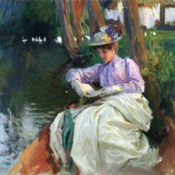 Oil Painting Inspired by John Singer Sargent’s By the River – Impressionist Genre Scene on Canvas
