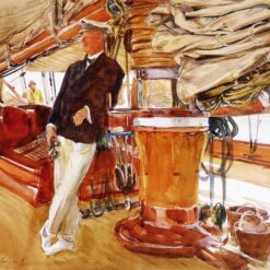 Hand-Painted Oil Reproduction of Captain Herbert M. Sears on Deck of the Schooner Yacht Constellation by John Singer Sargent (1924)