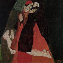 Egon Schiele Cardinal and Nun (Caress) - 1912 Expressionist Oil Painting on Canvas
