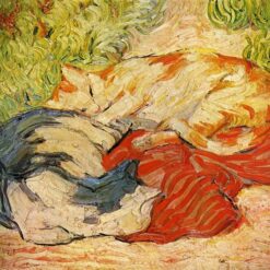 Hand-Painted Franz Marc ‘Cats’ Oil Painting - Post-Impressionist Animal Art on Canvas from Dafen Village Studio