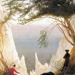 Romantic Landscape Oil Painting 'Chalk Cliffs on Rügen' – Caspar David Friedrich 1818-1819 Inspired Canvas Art