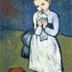Inspired by Picasso: Child with Dove – 1901 Blue Period Post-Impressionist Painting