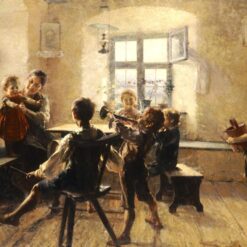 Realism Genre: Children's Concert by Georgios Jakobides – Oil Reproduction on Canvas (1900)