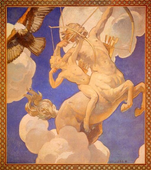John Singer Sargent Oil Painting – Chiron and Achilles, 1921, Neoclassical Mythological Art