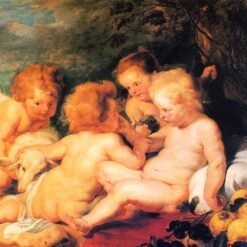 Christ and St. John with Angels – Baroque Religious Oil Painting by Peter Paul Rubens – Museum Quality Reproduction