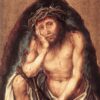 Christ as the Man of Sorrows by Albrecht Dürer - 1493 Northern Renaissance Religious Oil Painting on Panel