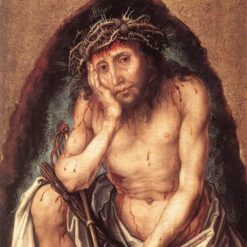 Christ as the Man of Sorrows by Albrecht Dürer - 1493 Northern Renaissance Religious Oil Painting on Panel