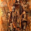 Oil Painting Inspired by Picasso’s Analytical Cubism – 'Clarinetist' (c.1911) Genre Painting on Canvas